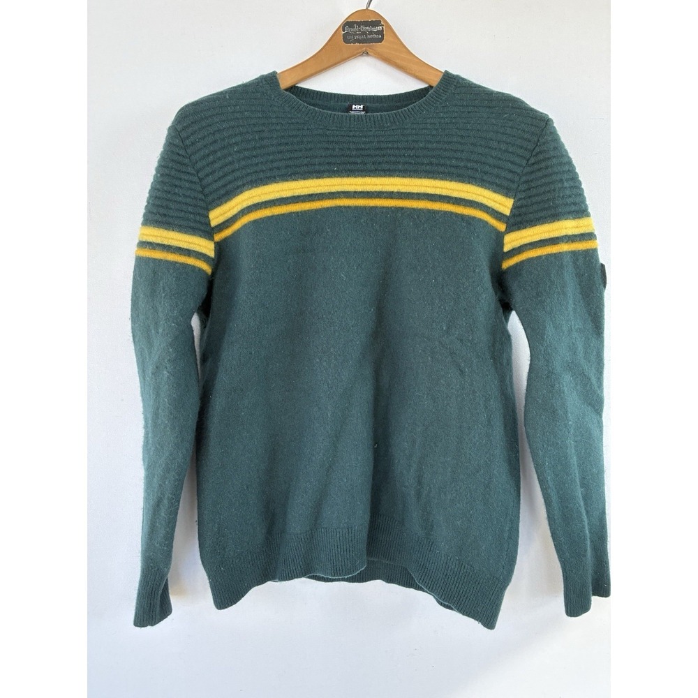 Helly Hansen Yellow Striped Knitted Sweater Mens Medium